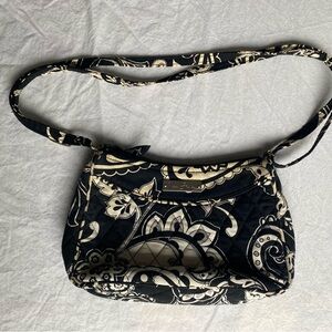 Vera Bradley shoulder purse. Black with white/beige pattern. Like new condition
